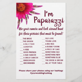 Flyer Eu sou paparazzi Game Card Purple Flower Wedding