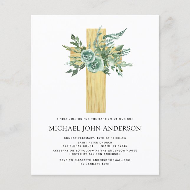 Flyer Eucalyptus Baptism Greenery Convite (Frente)