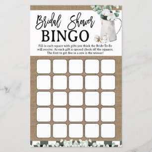 Flyer Eucalyptus Cotton Farmhouse Chá de panela Bingo