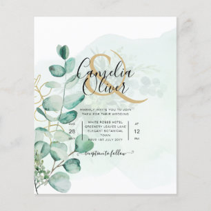 Flyer Eucalyptus deixa verde-casamento CÓDIGO QR moderno