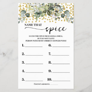 Flyer Eucalyptus Dourado Name que Spice Chá Game Card
