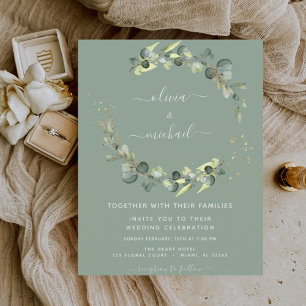 Flyer Eucalyptus Greenery Sage Casamento Verde