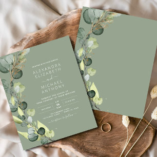 Flyer Eucalyptus Sage Convite para Casamento Verde