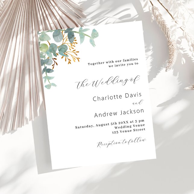 Flyer Eucalyptus verde convite para casamento (Criador carregado)