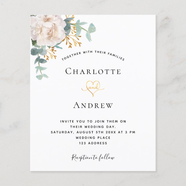 Flyer Eucalyptus verde ouro convite para o casamento (Frente)