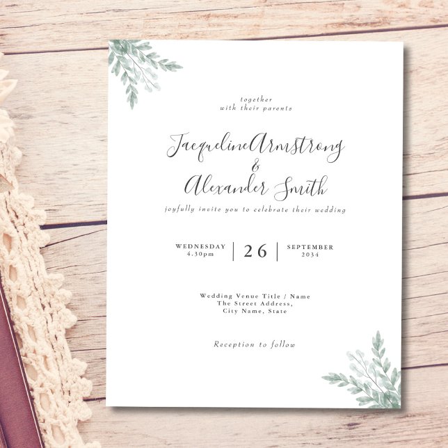 Flyer Eucalyptus Watercolor Invitation (Criador carregado)
