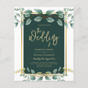 Flyer Eucalyptus Wedments Invices Emerald Green Dourado