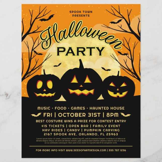 Flyer Evento Black Pumpkins do Partido do Dia das Bruxas (Frente)
