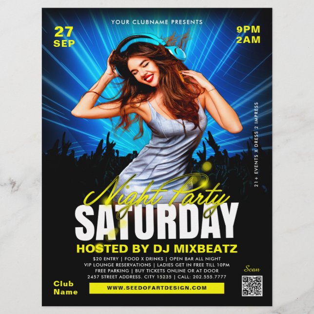 Flyer Evento de Clube de Dança de Noite de Sábado (Frente)