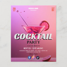 Flyer Evento de Cocktail de Negócios | Doce Rosa
