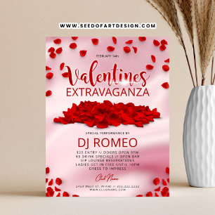 Flyer Evento de Extravaganza do Dia de os namorados Rosa