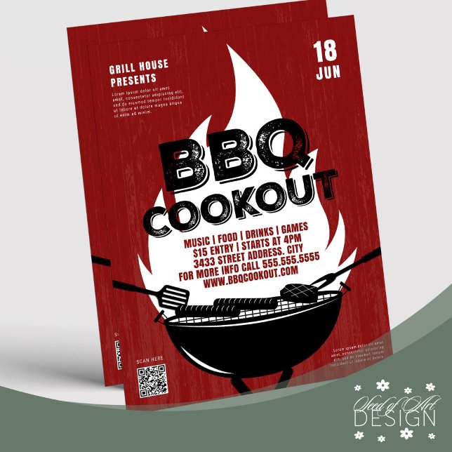Flyer Evento de grito de Cozinhar de chamas de incêndio  (Criador carregado)