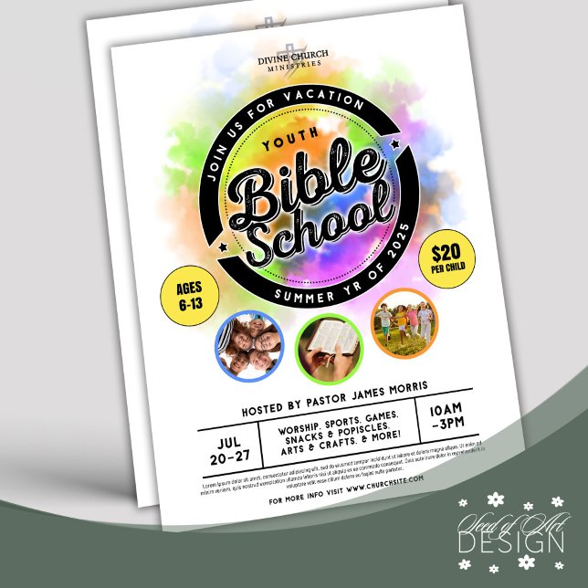Flyer Evento de Verão da Igreja da Bíblia de Férias (Criador carregado)