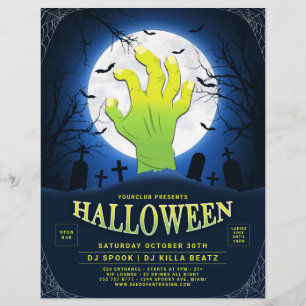 Flyer Evento do Clube de Halloween do Monstro Verde
