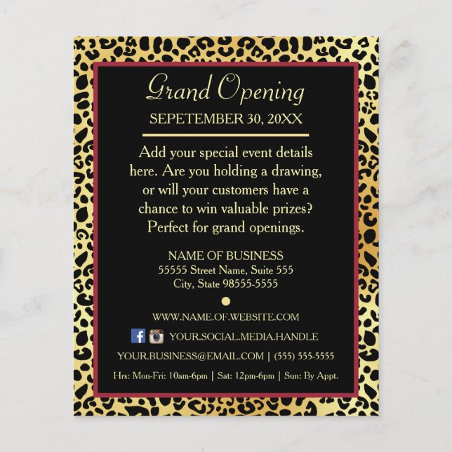 Flyer Evento Especial da Butique de Cabelos Gold Leopard (Verso)