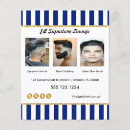 Flyer Executive Navy Blue Stripes, Gold & Barber Service