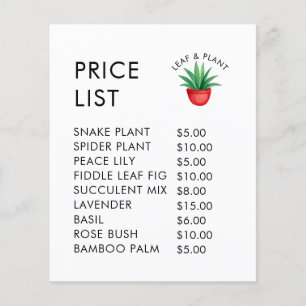 Flyer Exibição da Lista de Preços Comprados Elegante com