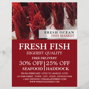 Flyer Exibição De Camarão, Fishmonger/Esposa, Mercado