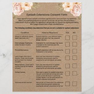 Flyer Extensão de Eyelash Responsabilidade Dispensa Rus