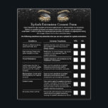 Flyer Extensão Eyelash Responsabilidade Dispensa Moderna<br><div class="desc">Extensão Eyelash Folhas de Responsabilidade de Isenção e Liberação de Folhetos de Brilho Preto.</div>