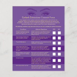 Flyer Extensões Eyelash Isenção de Passivos Roxos e Dour