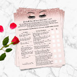 Flyer Eyelash Extensão de Responsabilidade Lâmina Lâmina<br><div class="desc">Folhetos de Glitter Dourado de Rosa de Blush de Extensão de Eyelash e Isenção de Responsabilidade de Liberação.</div>