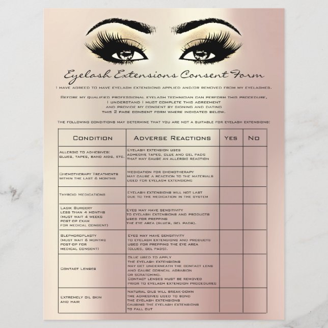 Flyer Eyelash Extensão de Responsabilidade Rosa (Frente)