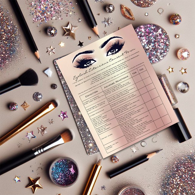 Flyer Eyelash Extensão de Responsabilidade Rosa Skinny (Eyelash Extension Liability Waiver Rose Skinny Flyer)