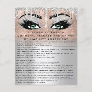 Flyer EYELASH EXTENSION LIEAVER WAIVER olhos verdes