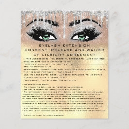 Flyer EYELASH EXTENSION LIEAVER WAIVER Verde Dourado