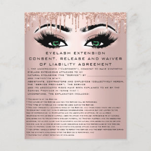 Flyer EYELASH EXTENSION RELEASE WAIVER Green Rosa