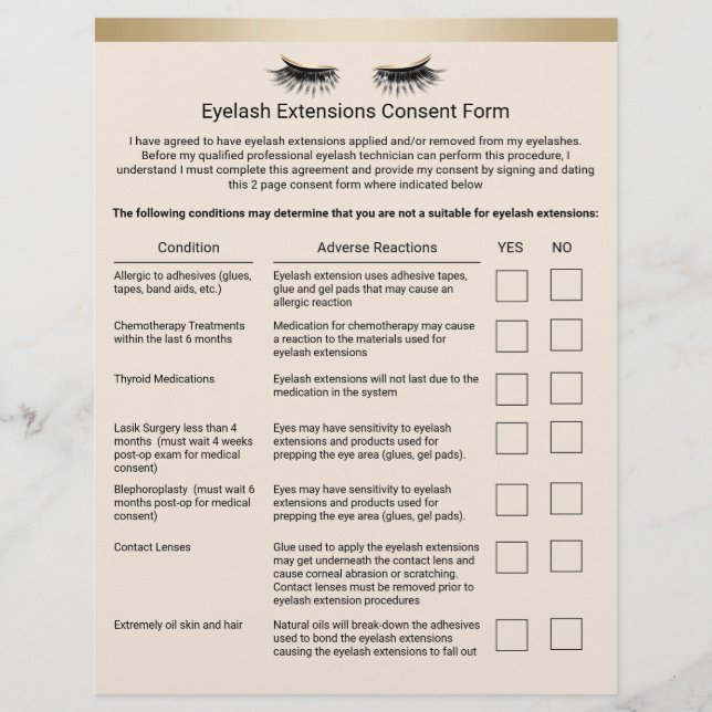 Flyer Eyelash Salon Responsabilidade Dispensa Fronteira  (Frente)