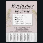 Flyer Eyelash Service Dourado Rasgos de Negócios Rosa<br><div class="desc">Flyers Moderno para Salão</div>