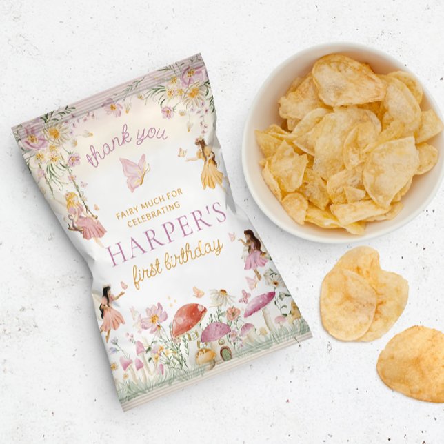 Flyer Fairy Garden Birthday Chip Bag Wrapper (First first birthday chip bag wrappers)