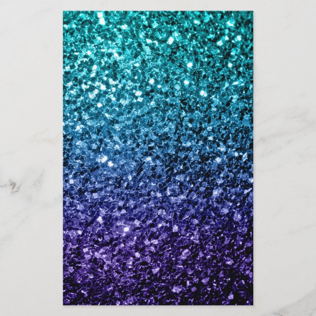 Flyer Faíscas de brilho azul-aqua Ombre faux (Frente)