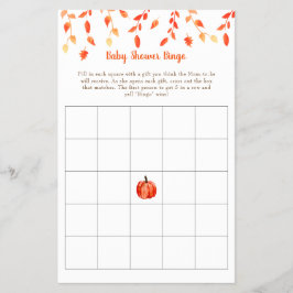 Flyer Fall Autumn Little Pumpkin Chá de fraldas Bingo