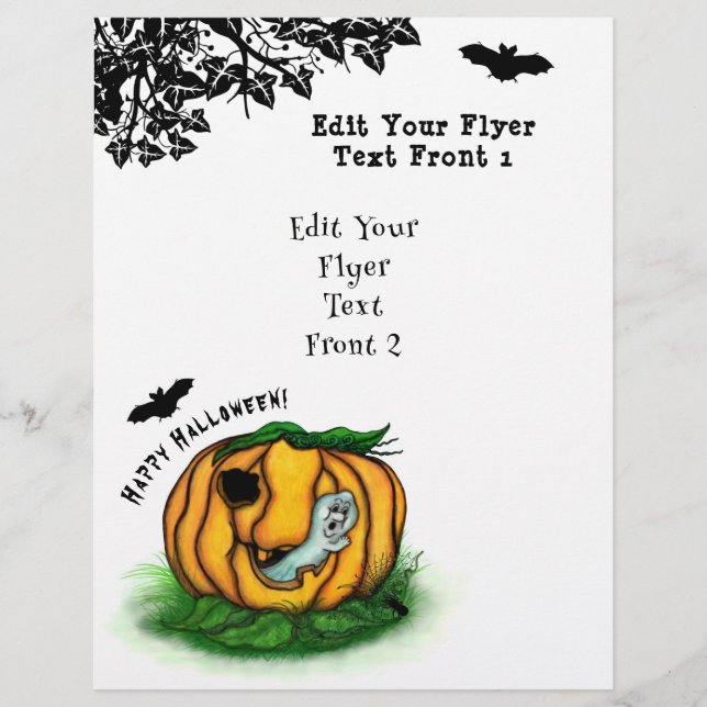 Flyer Fantasma do Halloween, Bat, Ghost e Spider (Frente)