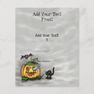 Flyer Fantasma, Gato, Morcego e Abóbora, Feliz Halloween