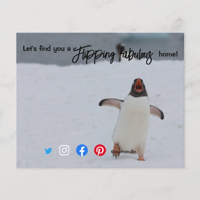 Flyer fantástico corretor de imóveis pinguim pós-ca (Frente)