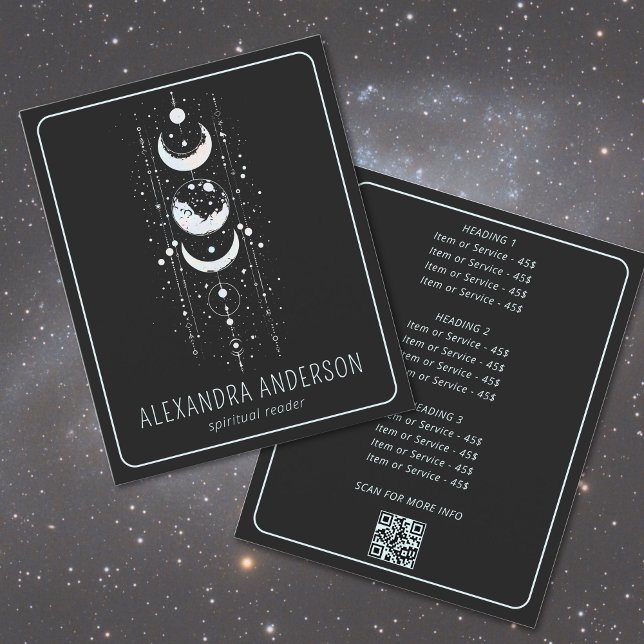 Flyer Fases da Lua Celestiais Código QR Espiritual Místi (Criador carregado)