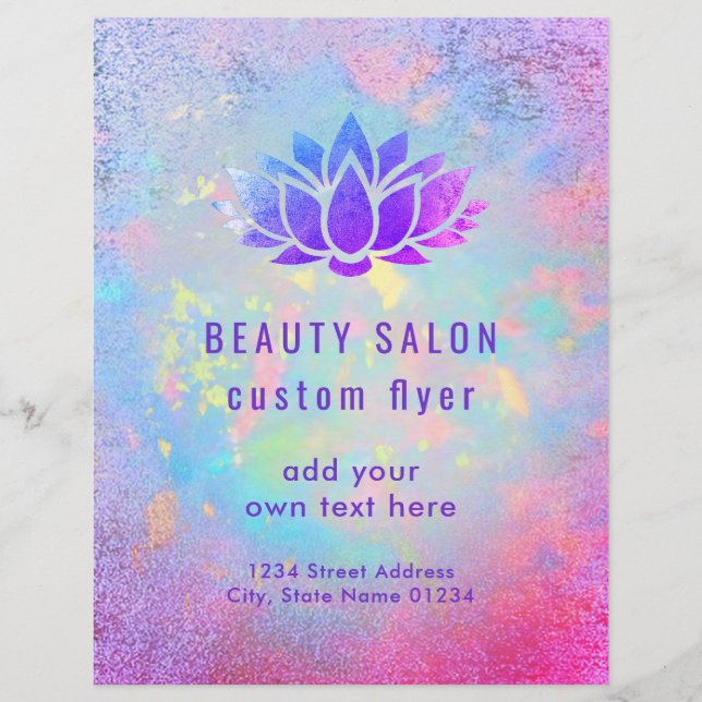 Flyer FAUX design do logotipo do lotus de folha púrpura (Frente)