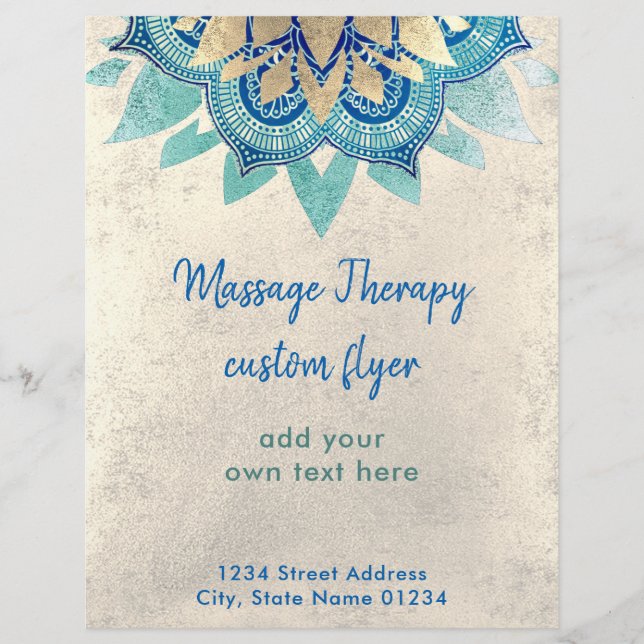 Flyer FAUX: folha de ouro flor de lótus azul (Frente)