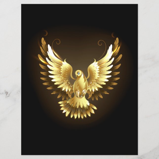 Flyer Faux Gold Foil Peace Dove em Preto (Frente)
