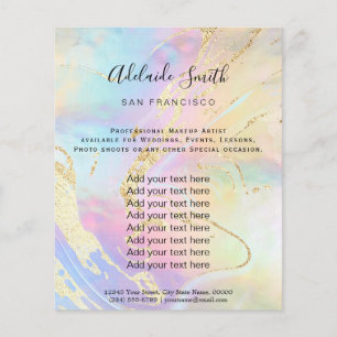 Flyer Faux iridescent pattern and faux gold foil