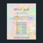Flyer faux iridescente design de foto opal faux<br><div class="desc">folheto de maquiagem profissional do salão de beleza</div>
