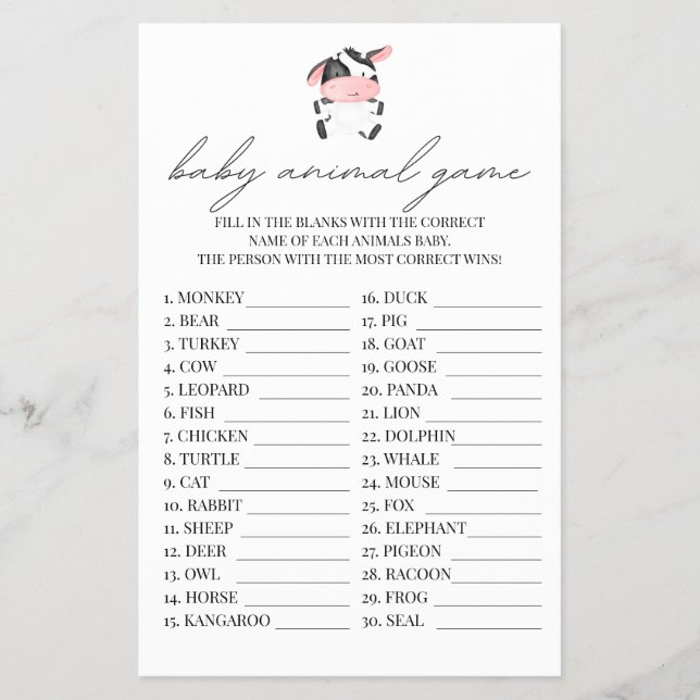 Flyer Fazenda de Chá de fraldas de vaca rosa para bebês  (Frente)