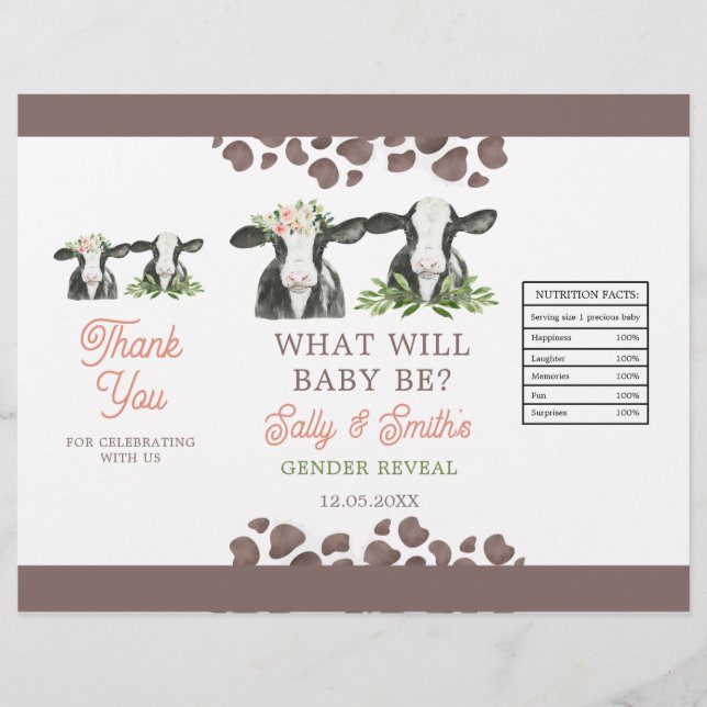 Flyer Fazenda de Vaca Gênero Revelar Modelo de Bag Chip (Frente)