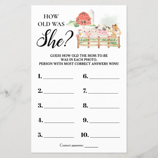 Flyer Fazendeiros Quantos anos ela tinha no Chá de frald (Frente)