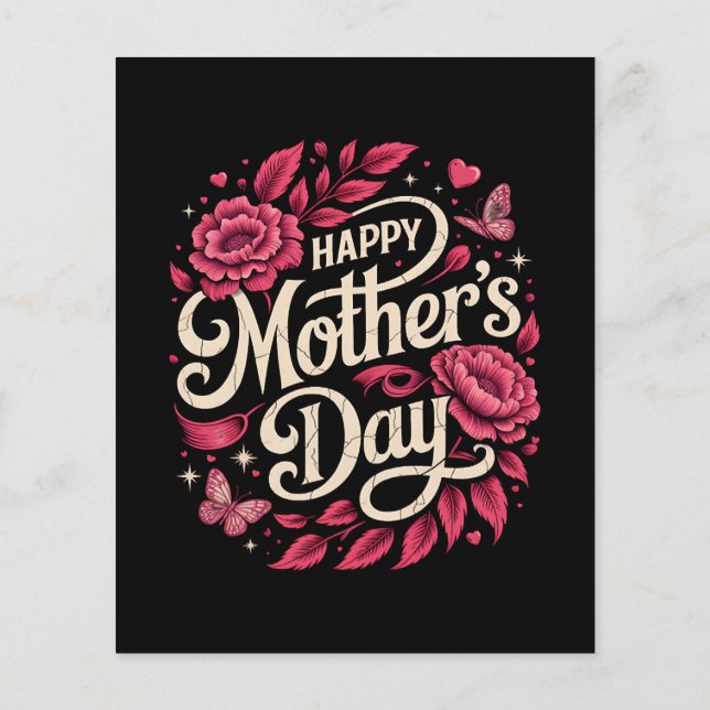 Flyer Feliz Dia das Mães Querida Mãe Floral (Verso)