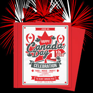 Flyer Feliz Dia do Canadá Celebração 1 de julho Festa de